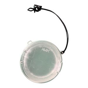 Plastic camera lens cover with string attachment